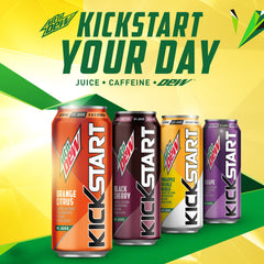 Mountain Dew Kickstart label details show juice blend and calories