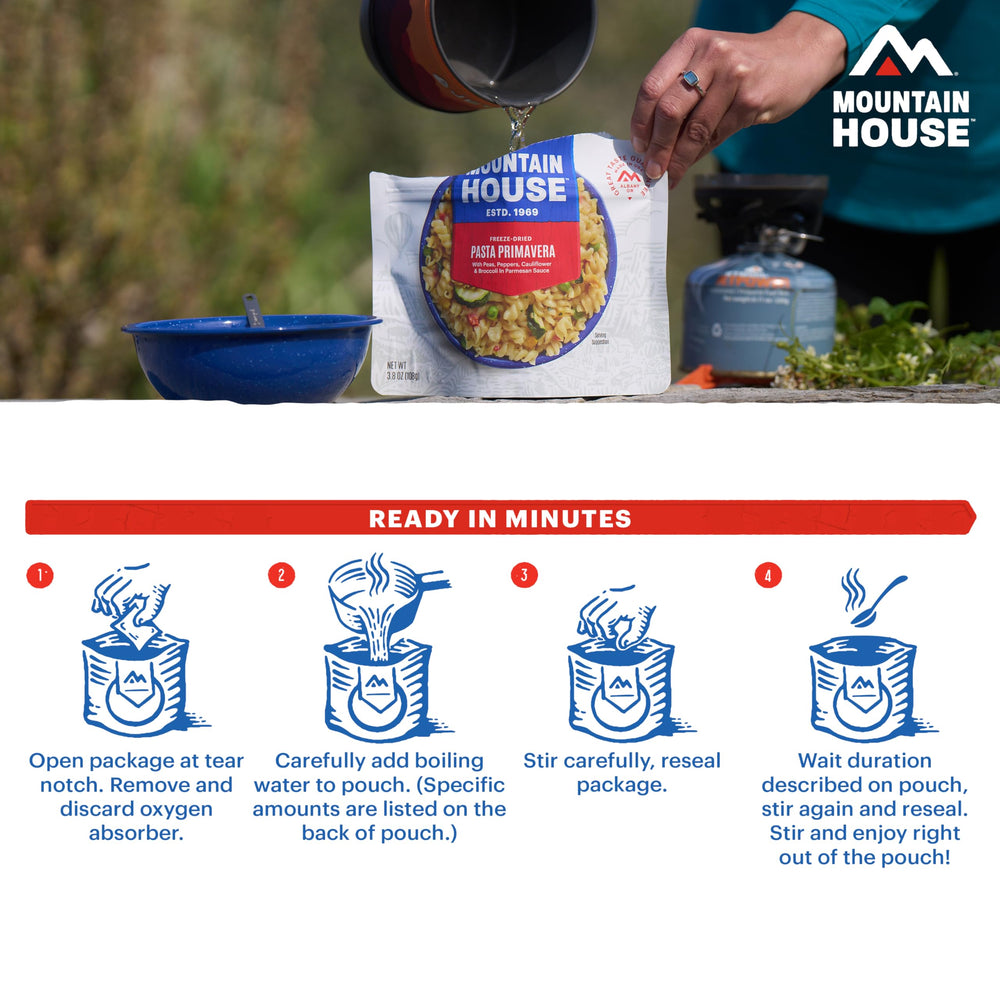 Mountain House chicken fried rice pack, easy heat-and-eat option.