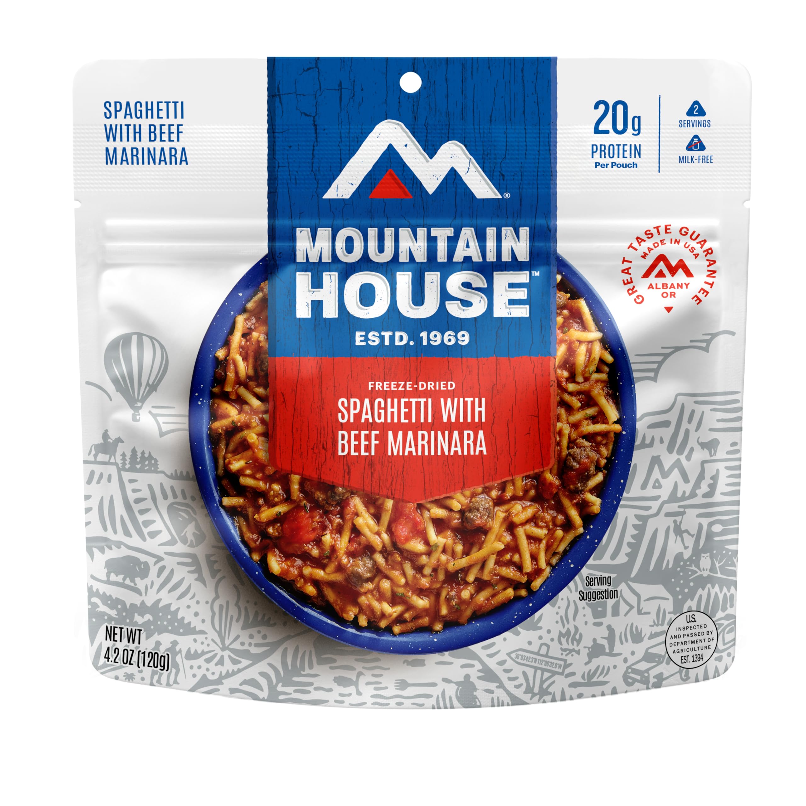 Mountain House Spaghetti with Beef Marinara pouch ready for quick outdoor meals