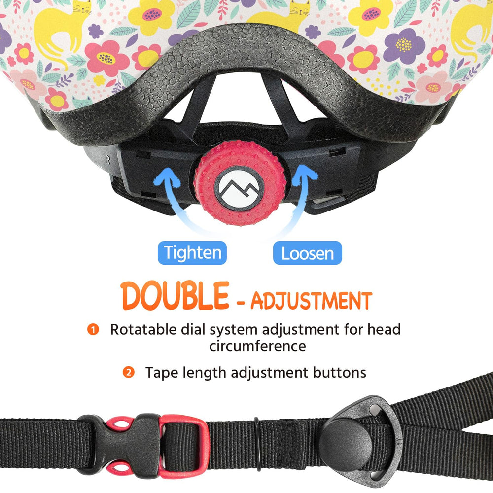 Mountalk Flower Kitten helmet, dial adjustment close-up for easy size changes