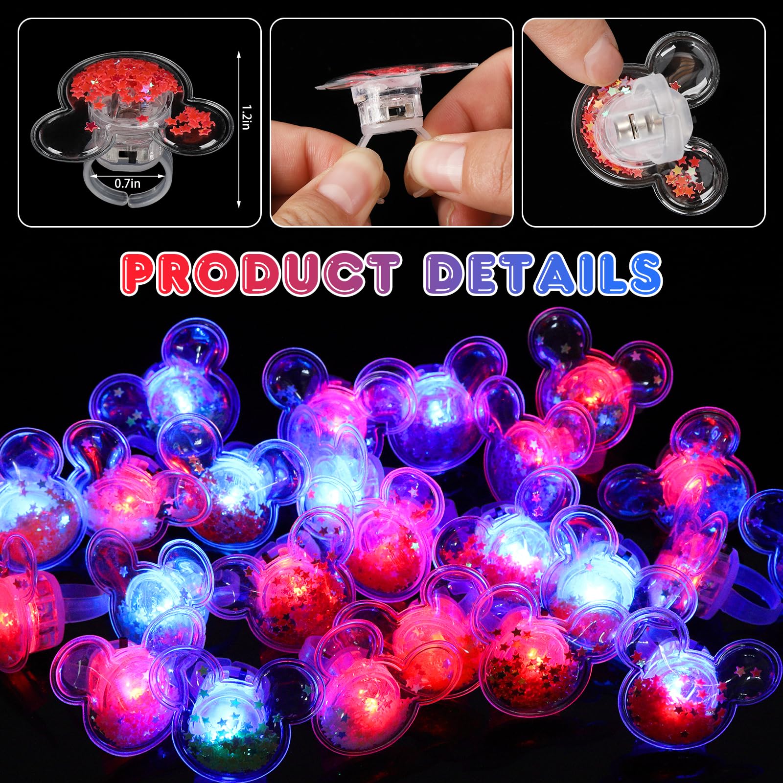 Mouse Party Favors blue LED ring brightens indoor and outdoor parties
