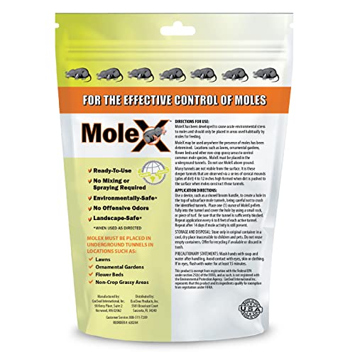 MouseX MoleX bag back label lists safety and USA manufacturing details