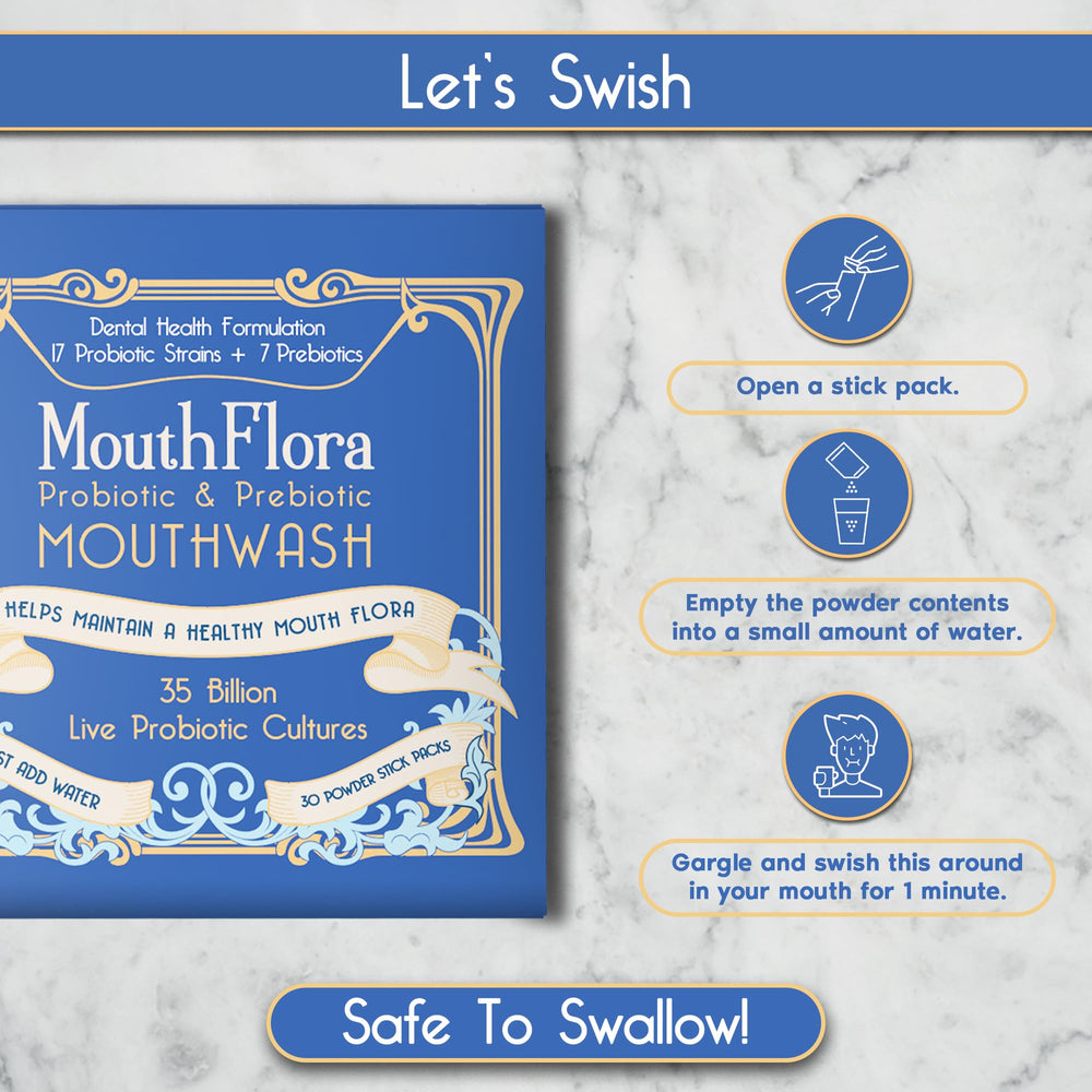 MouthFlora in bathroom setup for everyday oral care routine