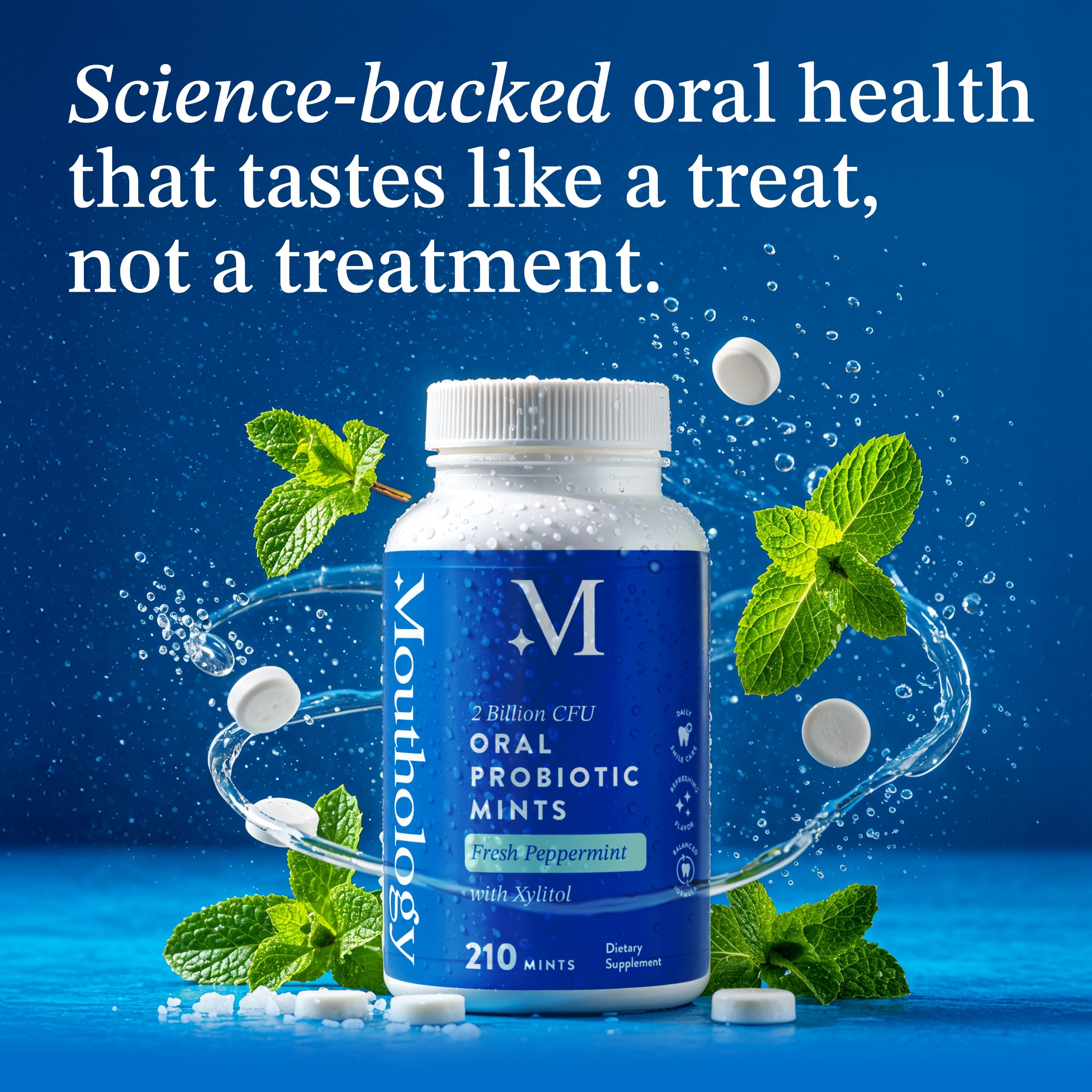 Mouthology gums and teeth health visual promoting balanced oral microbiome.