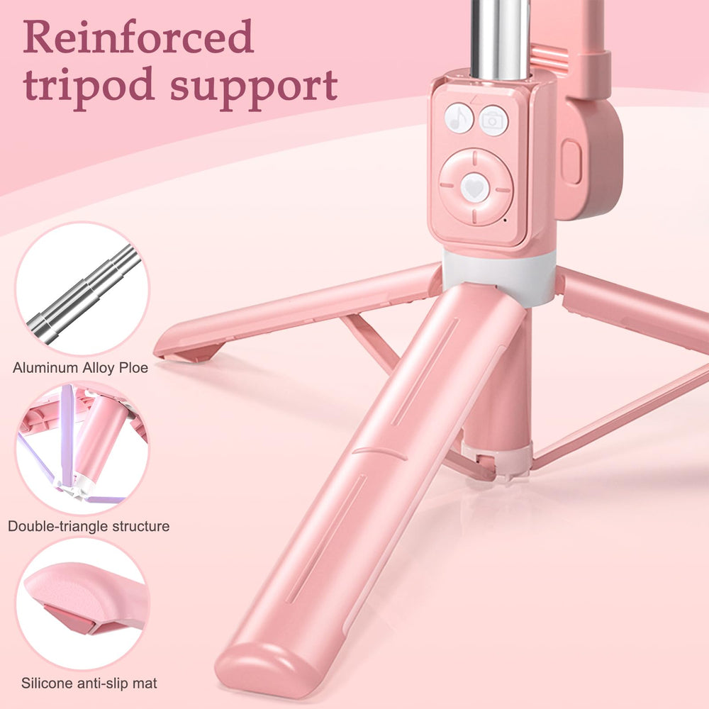 Mouzakon selfie-stick tripod with stable three-leg base for steady broadcasts