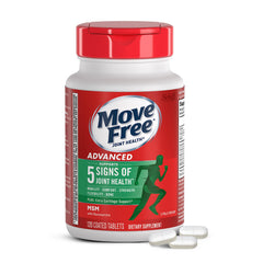 Move Free Advanced bottle pour shows easy daily intake for joint support.
