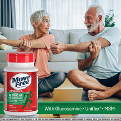 Move Free Advanced bottle side view with daily three-tablet option.