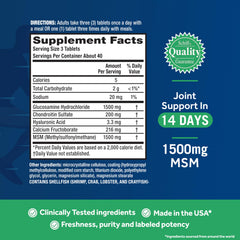 Move Free Advanced ingredients list with glucosamine, chondroitin, and MSM.