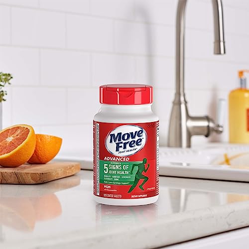 Move Free Advanced tablet closeup shows texture and dosage detail.