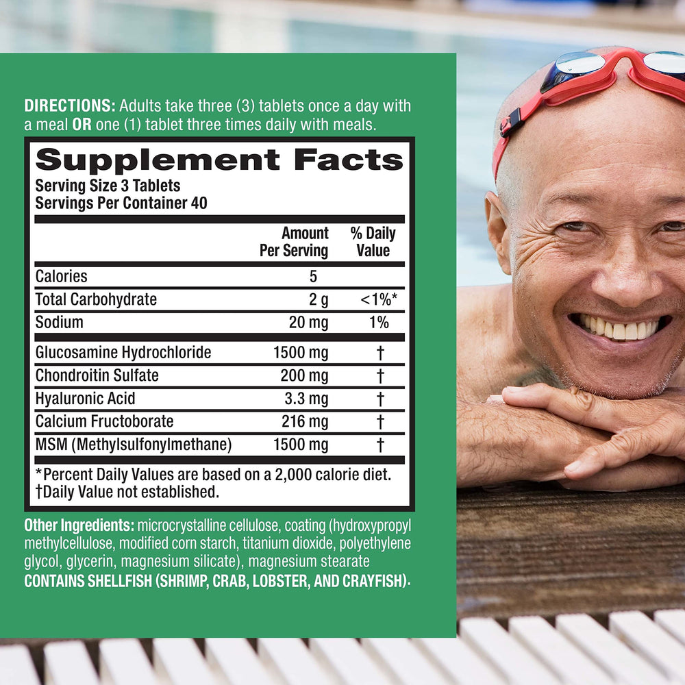 Close-up of Move Free Advanced tablets signaling joint health support.