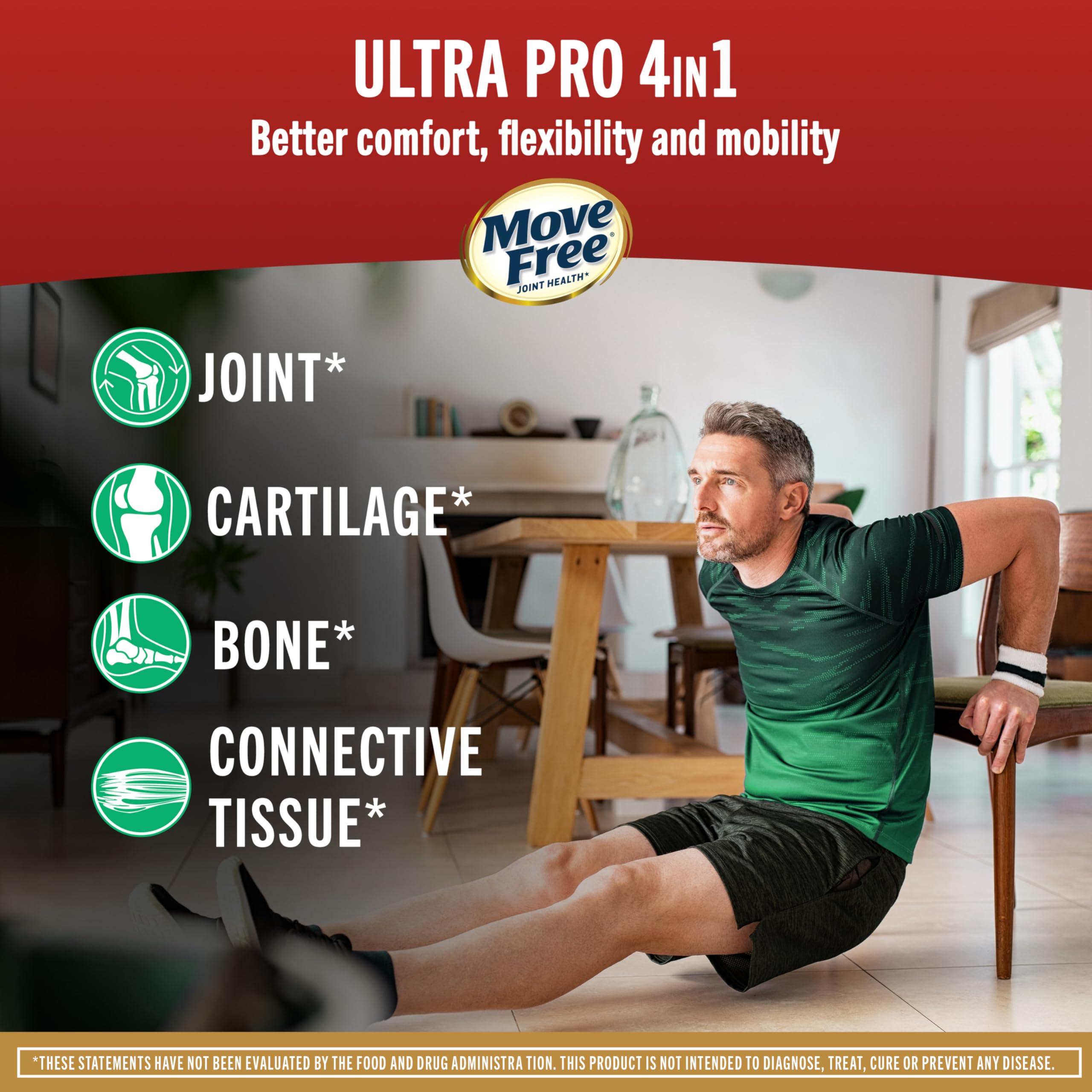 Move Free Ultra Pro bottle back showing ingredients and directions