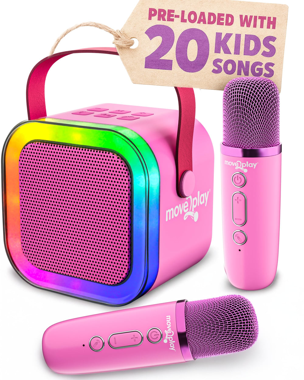 Move2Play karaoke front view, perfect for spontaneous kid-friendly performances.