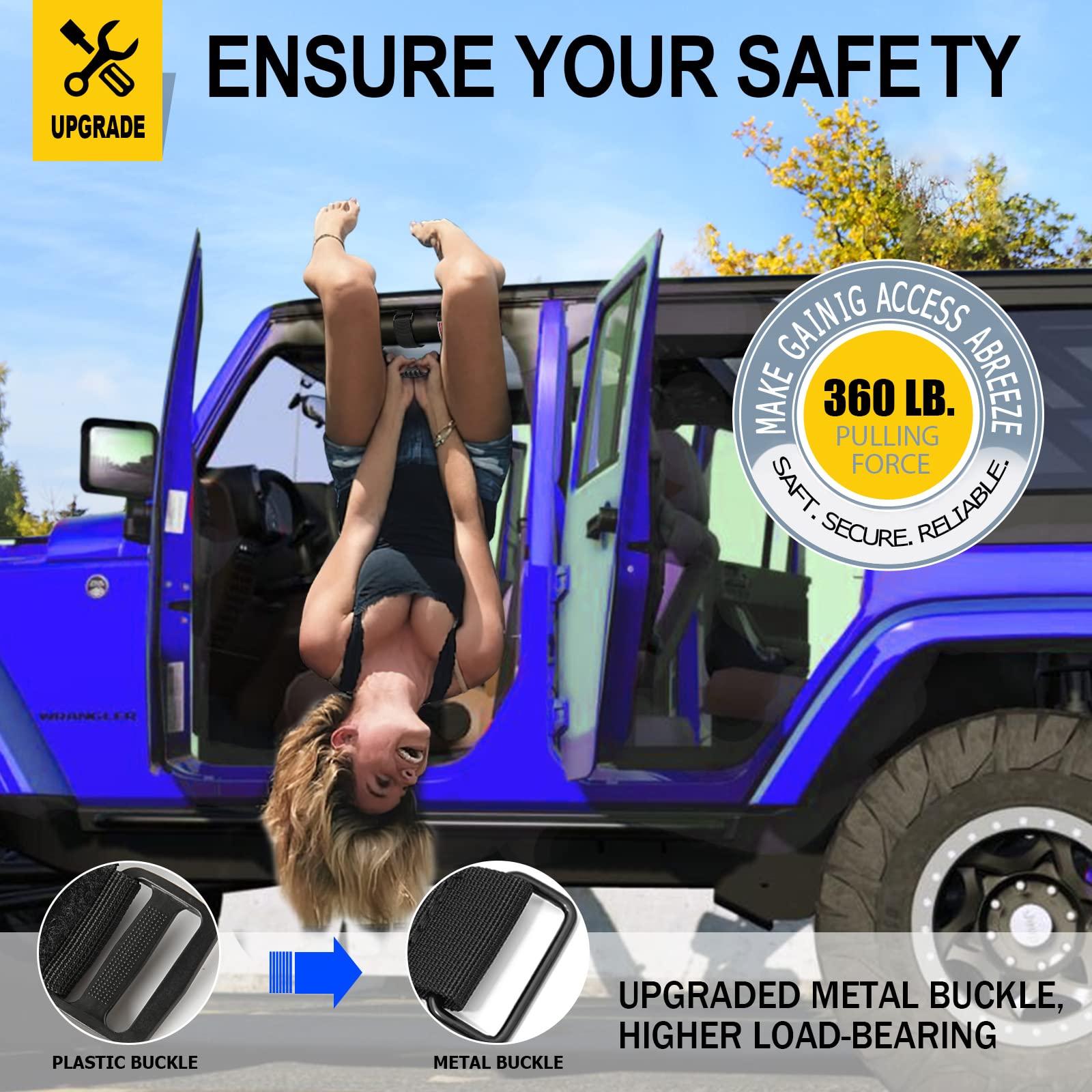 Close-up of Moveland buckle shows durable metal hardware for reliable support