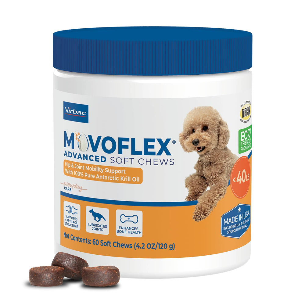 MOVOFLEX Advanced Soft Chews hip joint bottle supports mobility.