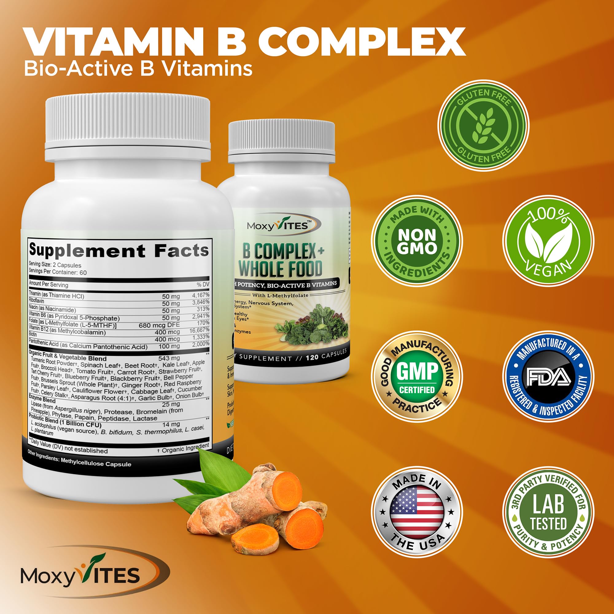 MoxyVites bottle-on-shelf offers easy daily access to B vitamins.