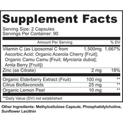 MoxyVites capsules with elderberry and Camu Camu for a natural antioxidant blend.