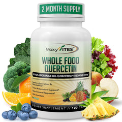MoxyVites Quercetin bottle pour supports easy daily capsule routine