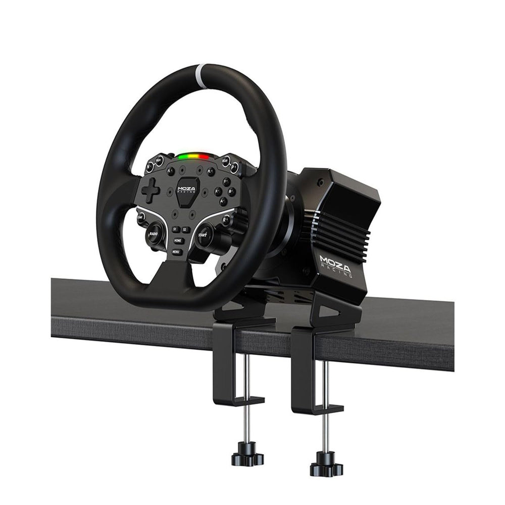 MOZA R5 ES steering wheel with microfiber grips for comfortable long sessions