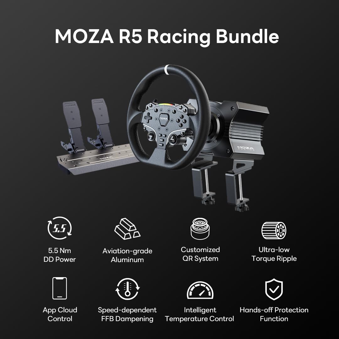 MOZA SR-P Lite pedals with anti-slip steel design for solid pedal feel