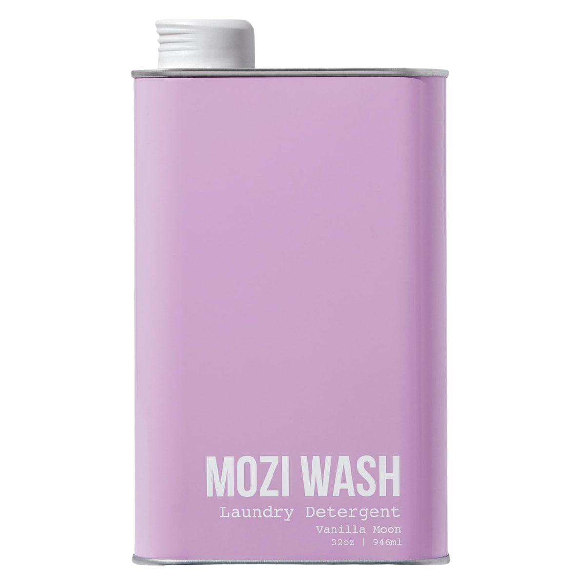 Mozi Wash Vanilla Moon bottle highlights plant-based formula and lasting fragrance.
