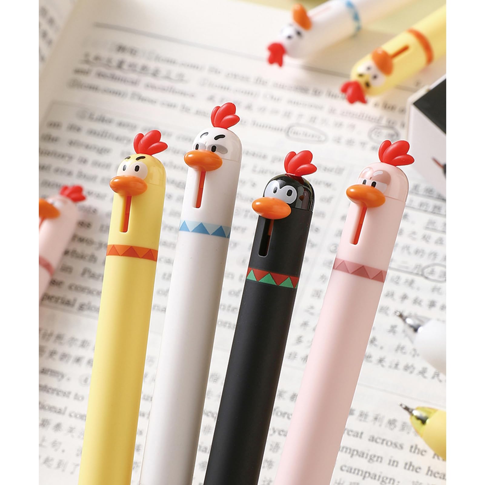 MOZXIRZ Chick Pens grip detail shows silicone comfort for long writing sessions