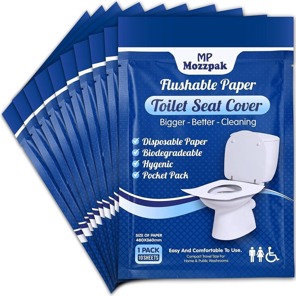 MP MOZZPAK XL toilet seat covers in 15x18 size ready for quick use