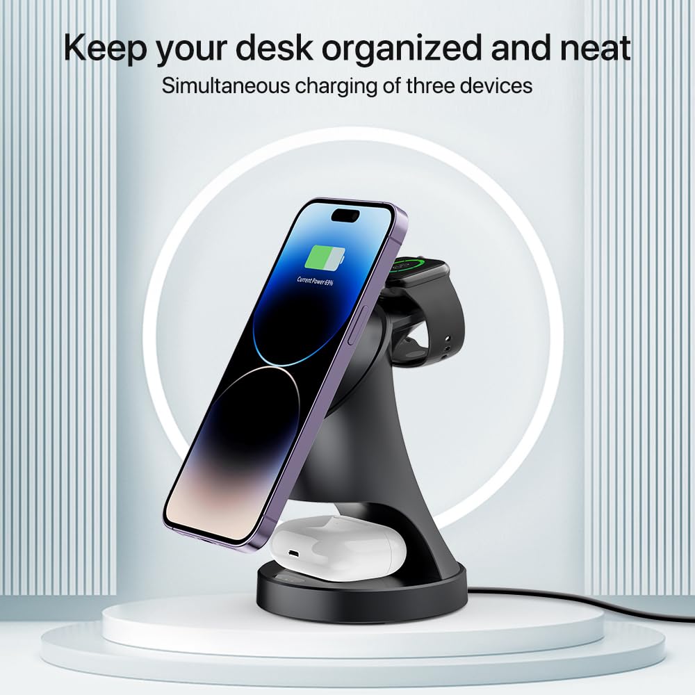 Mpaargoow desk space saving charger keeps charging tidy.