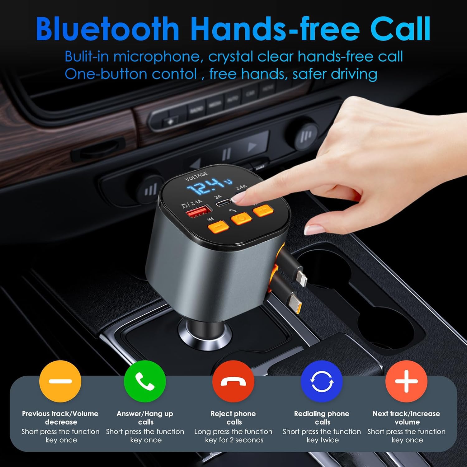 MQOUNY five-port car charger offering PD and high-speed charging options