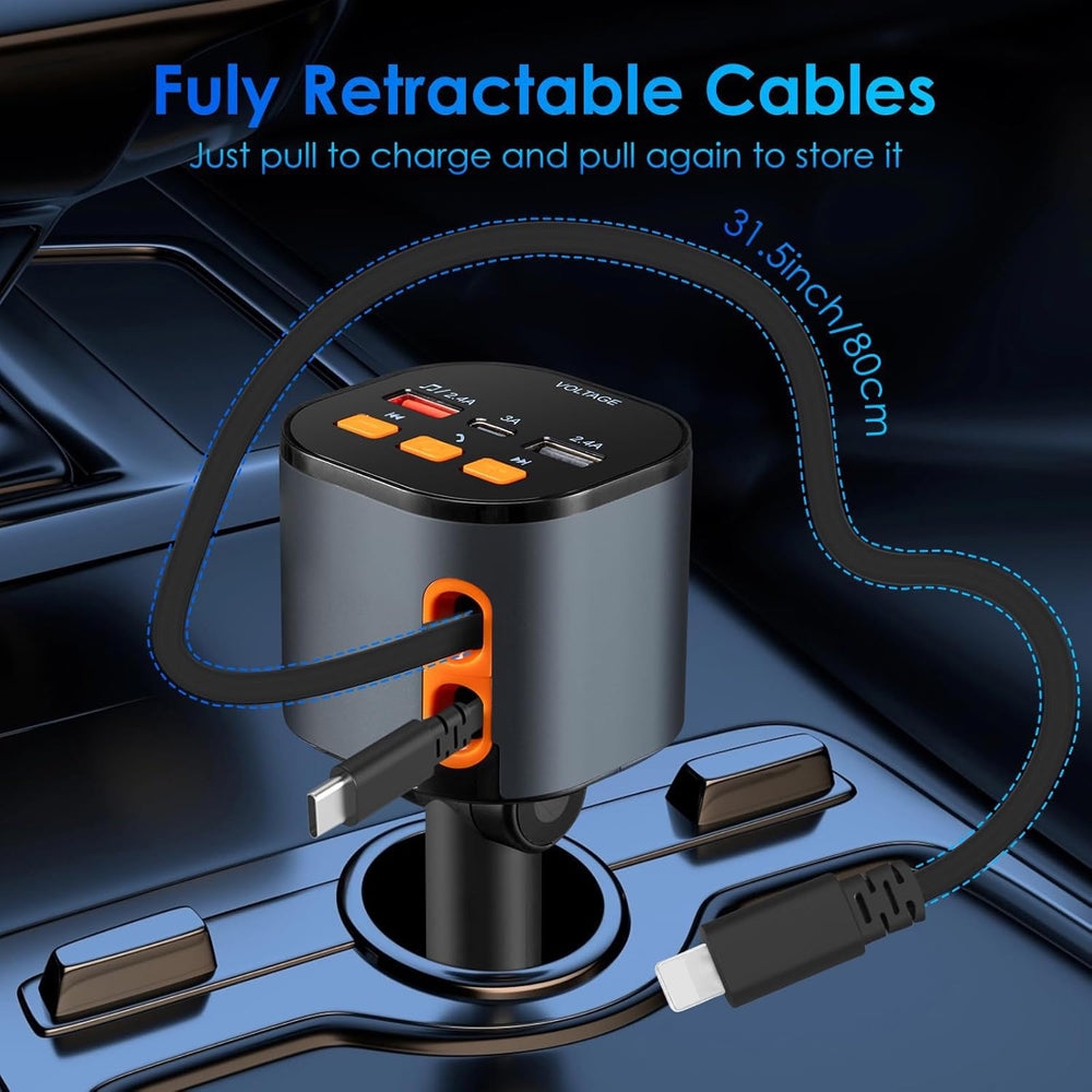 MQOUNY retractable USB-C cable extends up to 80 cm inside the vehicle