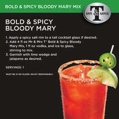 Mr & Mrs T Bold & Spicy Bloody Mary ingredients highlight premium quality components.