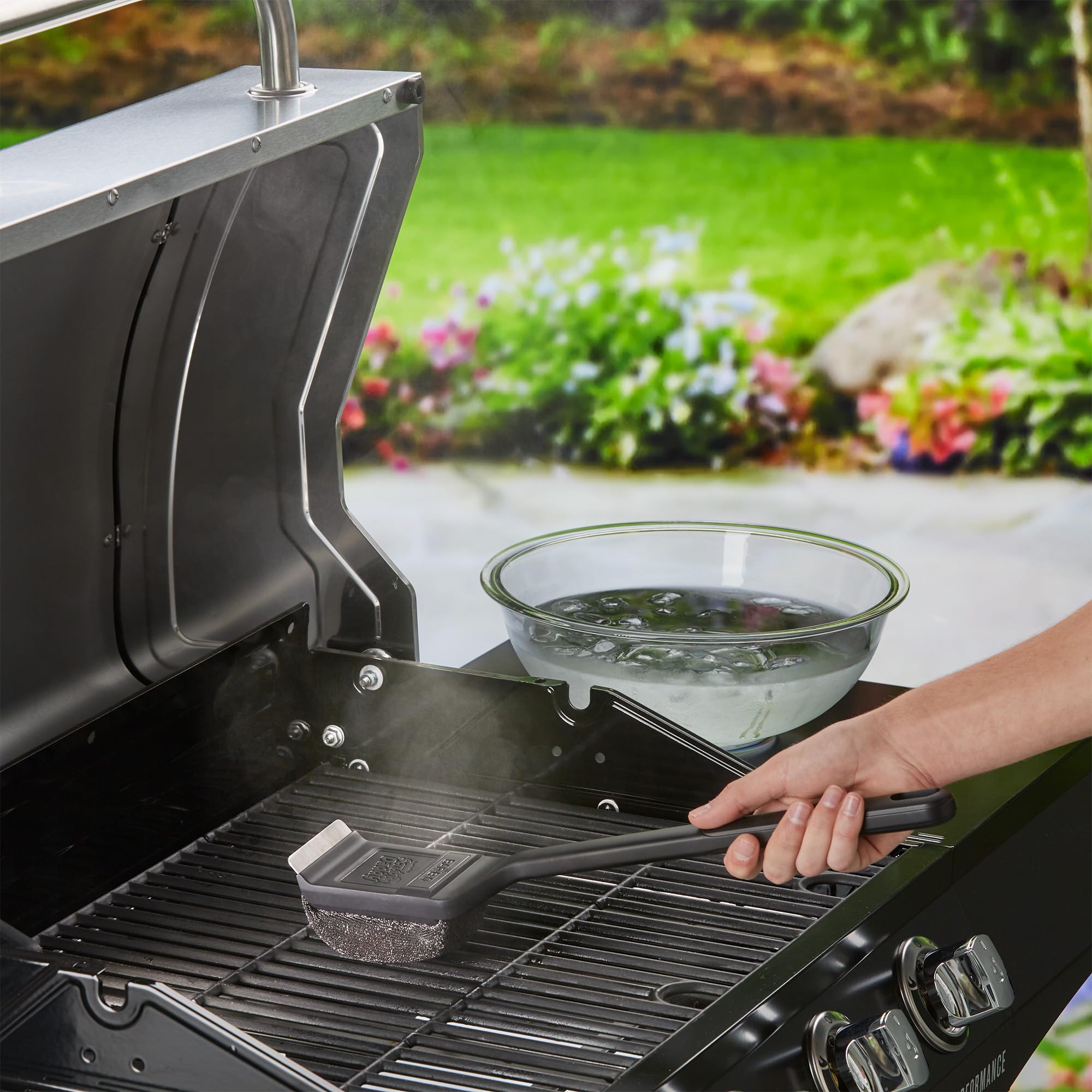 Tool compatible with gas, charcoal, electric grills, smokers, and kamado grills