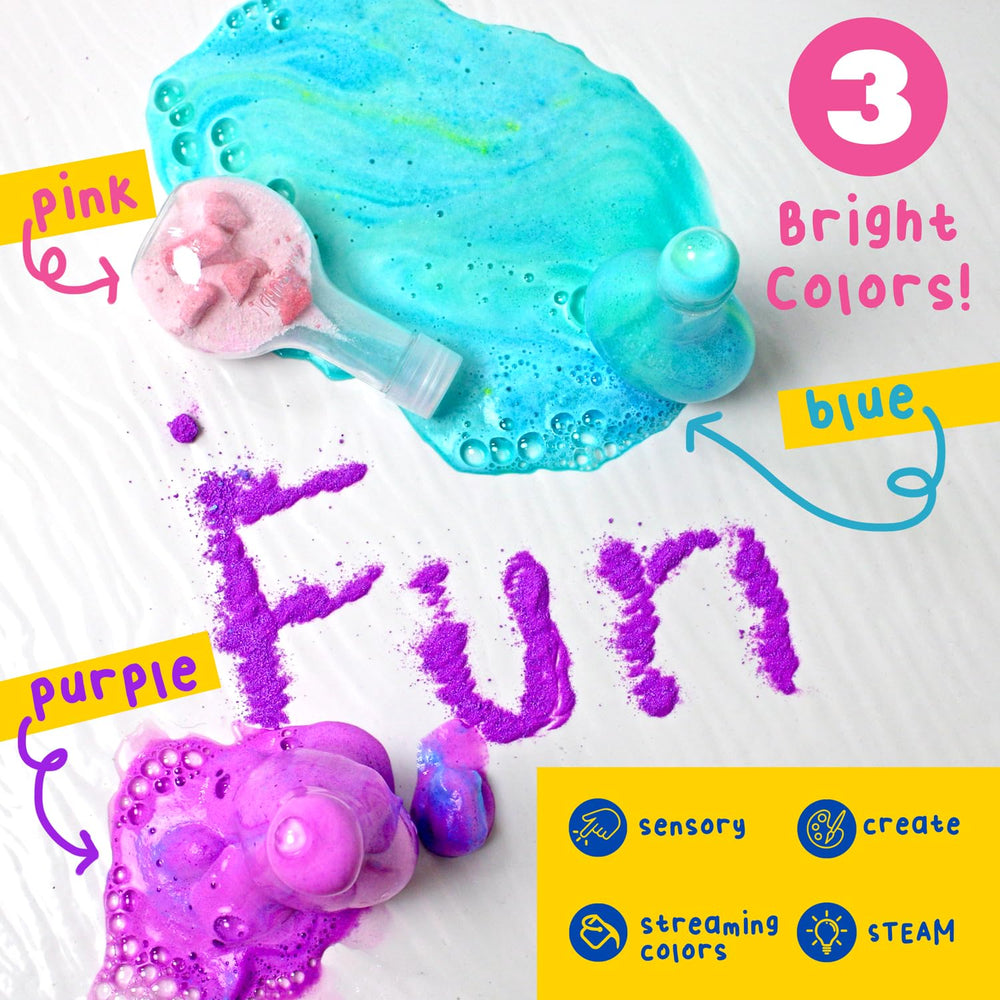 Mr. Bubble bath potion foam and science beaker for sensory play