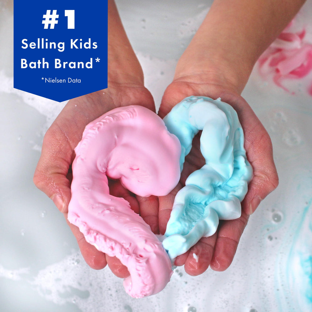 Mr. Bubble foam dispenses easily for independent kid washing