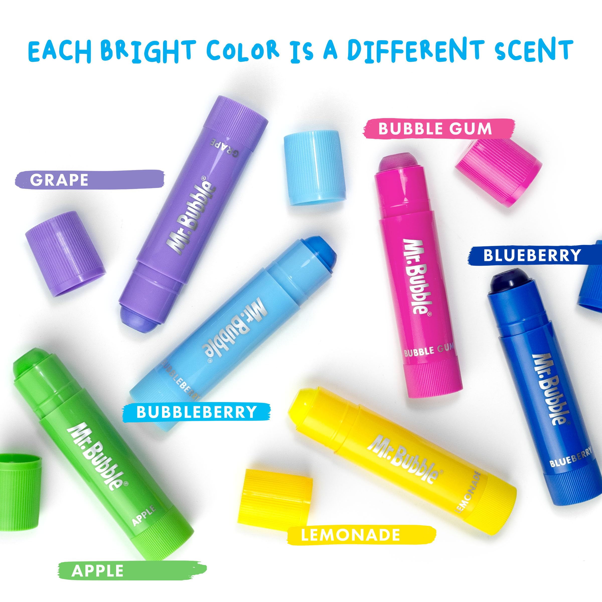 Gentle, washable formula rinses clean after bath playtime.