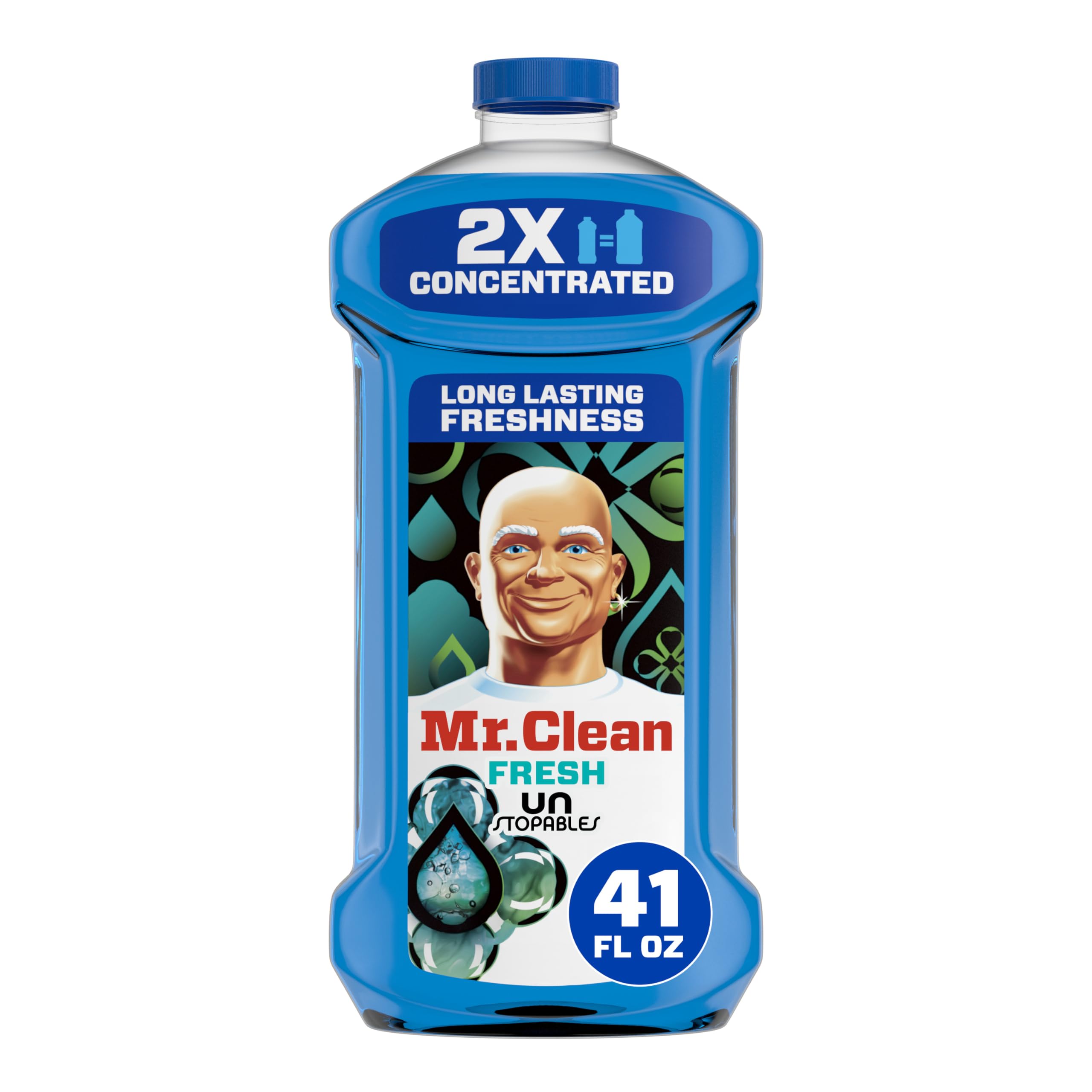 Mr. Clean 2X Concentrated bottle for versatile all-surface cleaning.