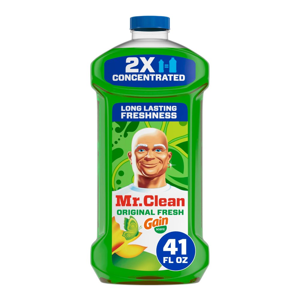 Mr. Clean all-purpose cleaner 2X concentrated for powerful multi-surface cleaning and easy dilution.