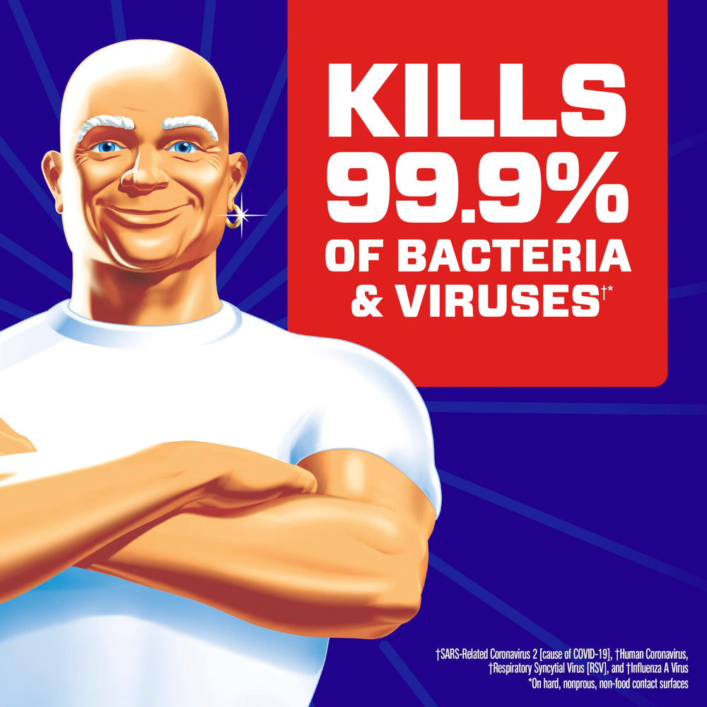 Mr. Clean All Purpose Cleaner lemon bathroom-cleaner cleans toilets and sinks.