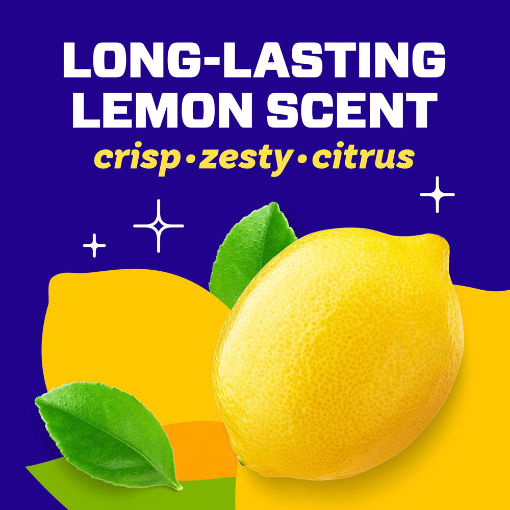 Mr. Clean All Purpose Cleaner lemon countertops for kitchen surface cleaning.
