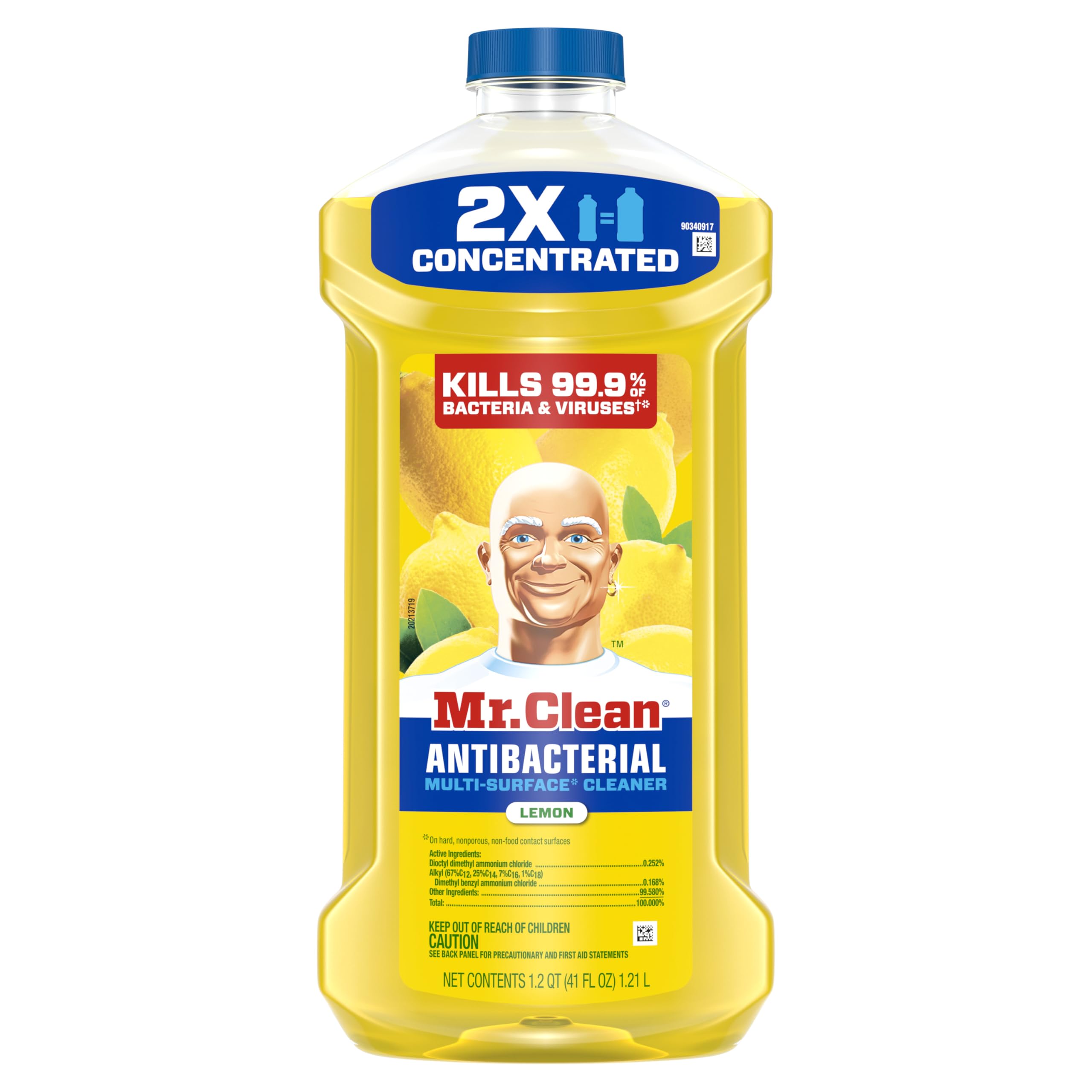 Mr. Clean All Purpose Cleaner lemon outdoor-cleaning on garbage cans and doors.