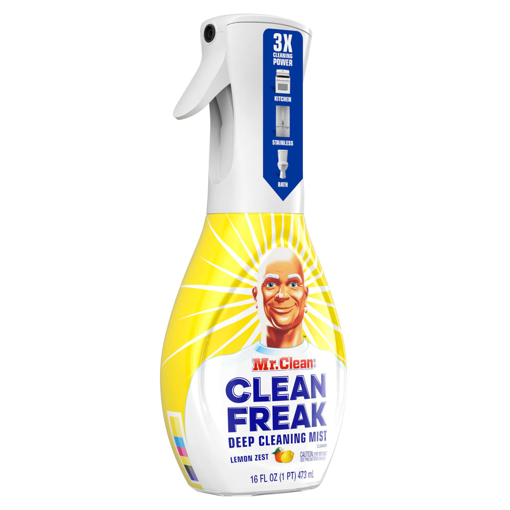 Mr. Clean Clean Freak cleans shower tiles with ease.