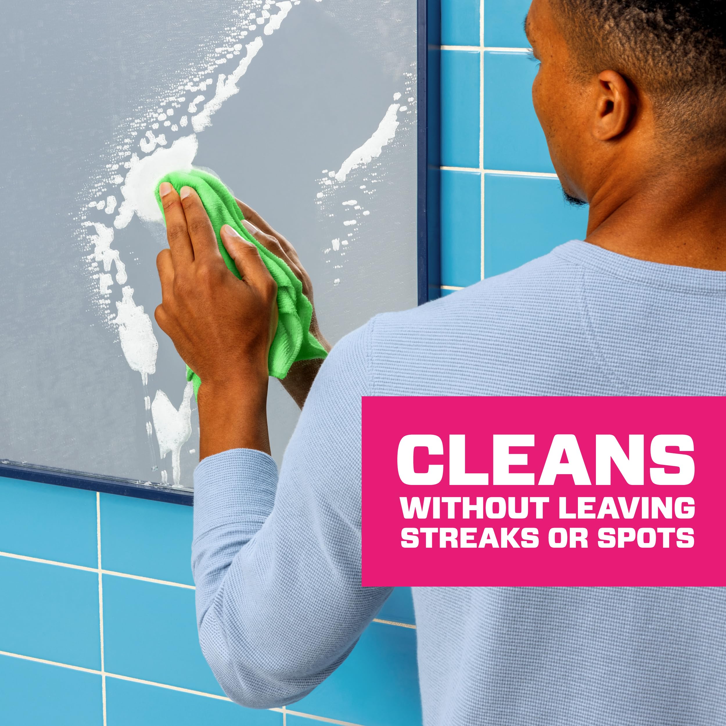MR CLEAN Clean Freak used on vanity and mirror for a bright surface.