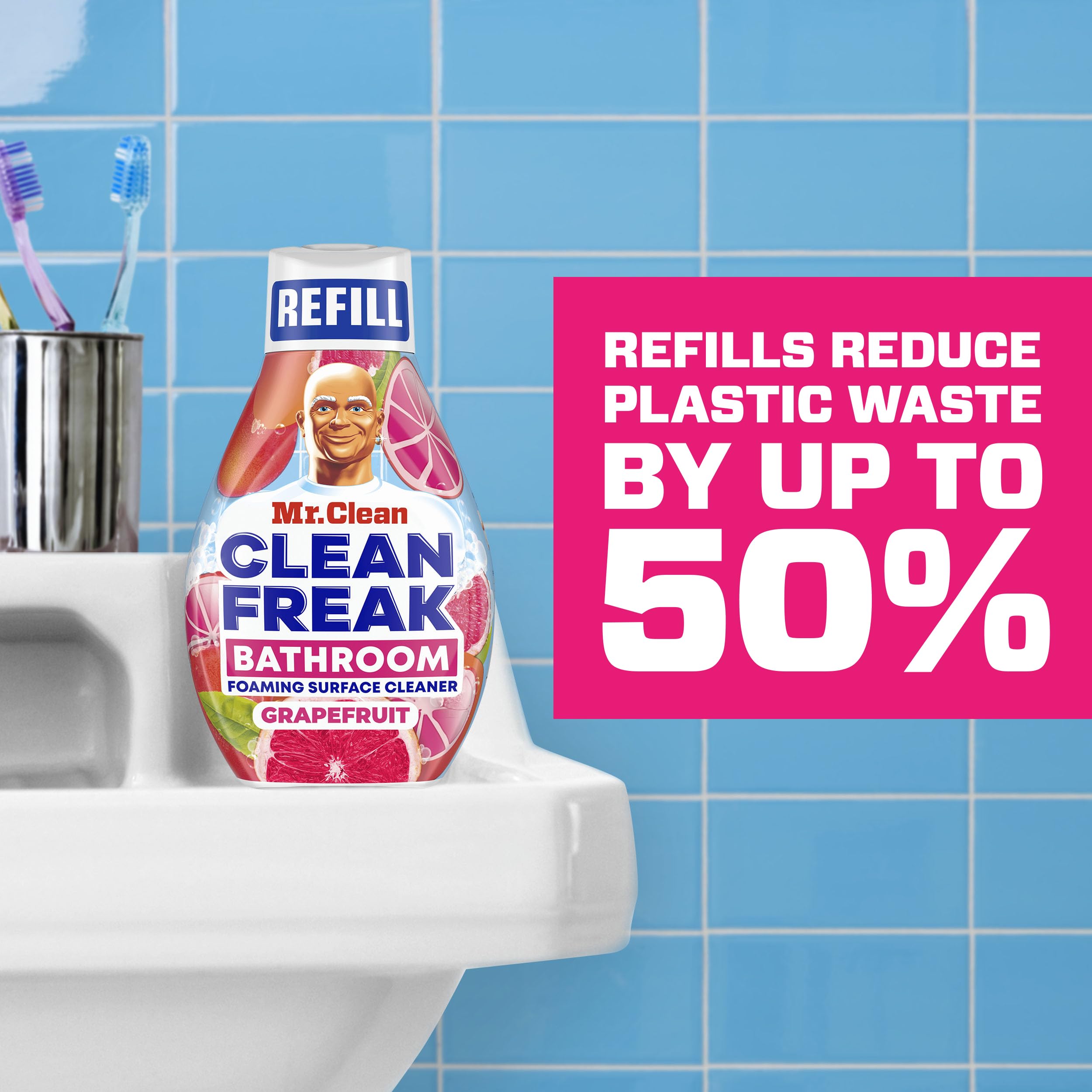 MR CLEAN Clean Freak refills shown for extended cleaning sessions.
