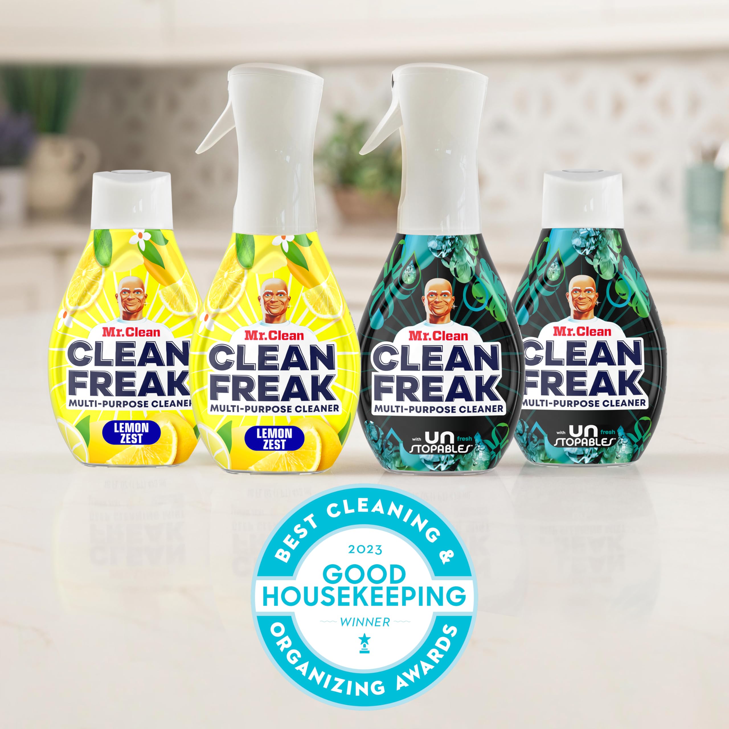 Mr. Clean Clean Freak Lemon Zest scent adds a fresh aroma.
