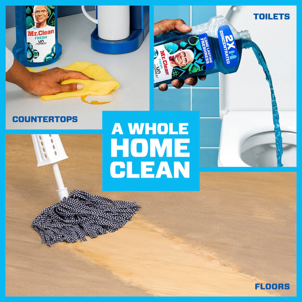 Mr. Clean Unstopables Fresh Scent bottle for long-lasting fragrance.