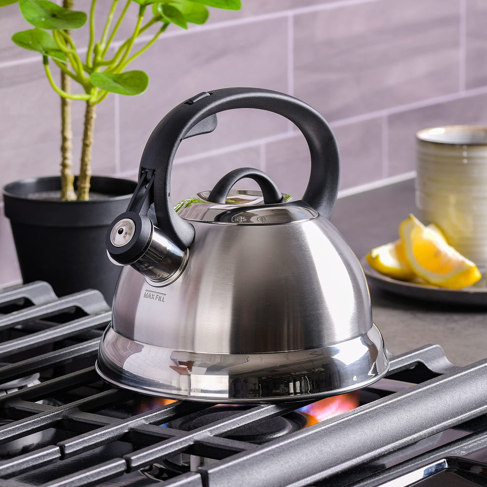 The whistle signals boiling, helping you time tea with ease.