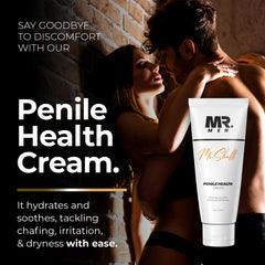 Mr. Men penile cream label highlighting natural ingredients such as coconut oil.