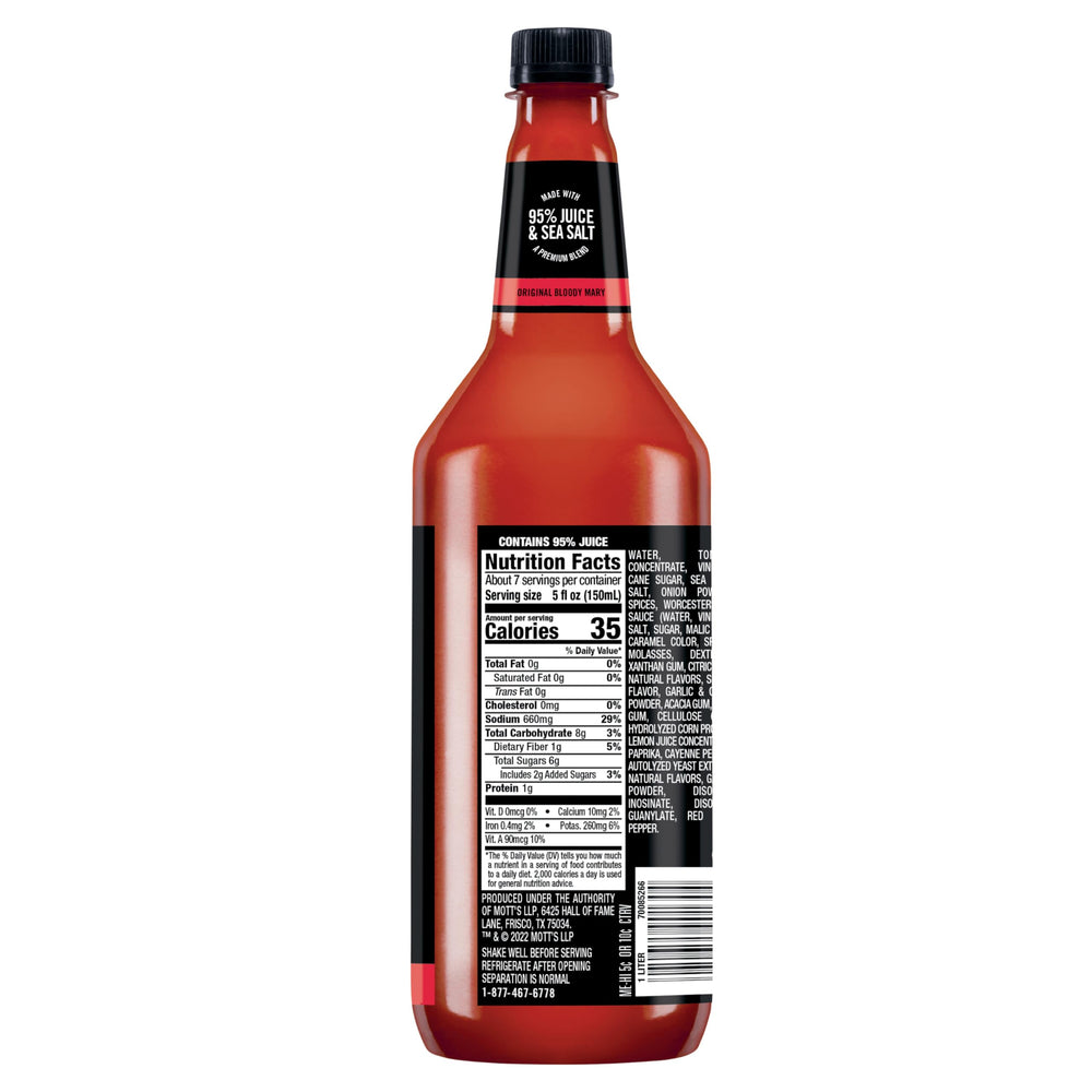 Mr and Mrs T Original Bloody Mary bottle being poured highlights ready-to-mix convenience.