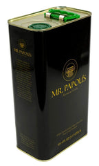 Mr. Papou's authentic Greek olive oil bottle with rich color for skillet cooking.