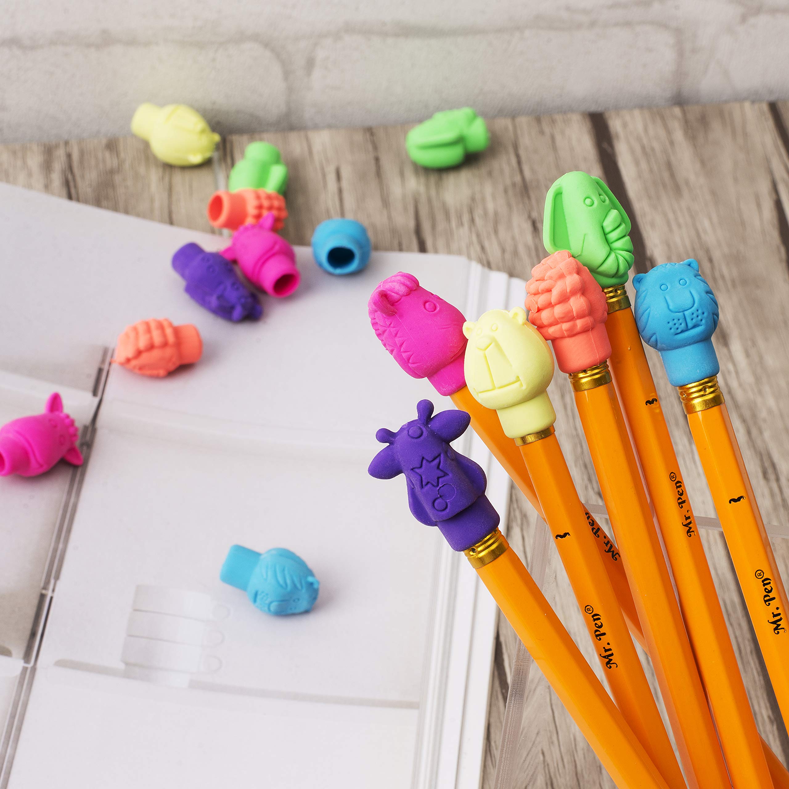 Mr. Pen Animal pencil top eraser bird design; cheerful color accent for pencils