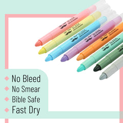 Mr. Pen Bible Highlighters no-bleed ink on various pages.